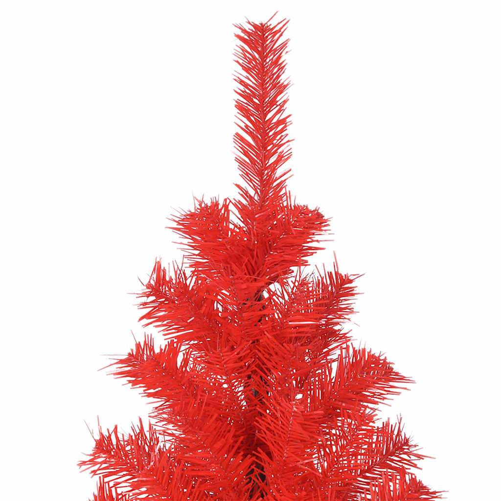 Albero di Natale Artificiale Sottile con Base Rosso 180 cm PVC