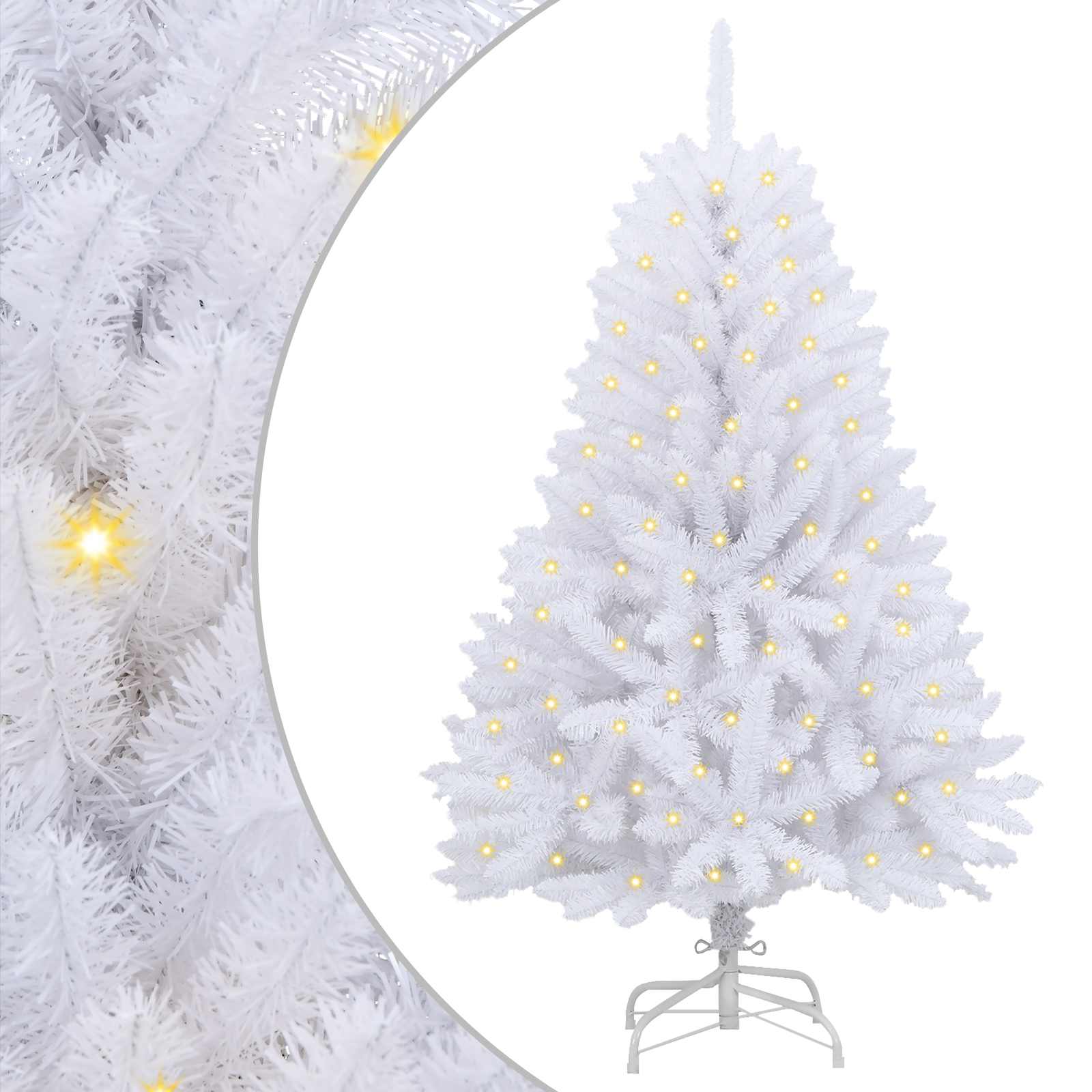 Albero di Natale artificiale 150 LED PVC e Acciaio Bianco