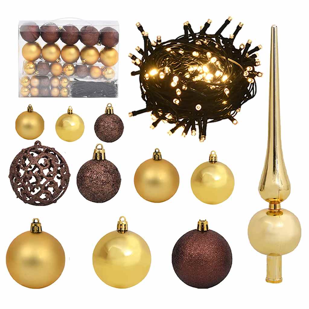 Albero Natale Incernierato con 150 LED e Palline 150 cm