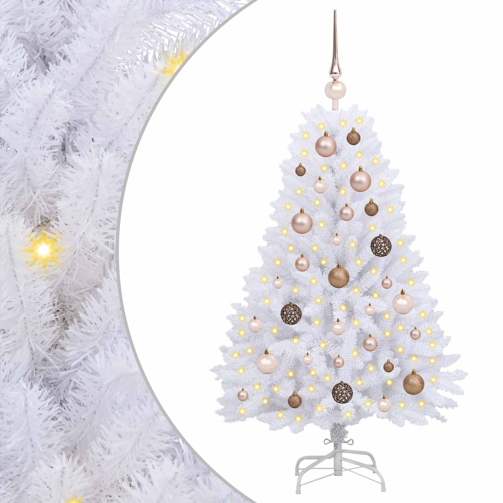Albero di Natale artificiale 120 cm PVC e Acciaio Bianco