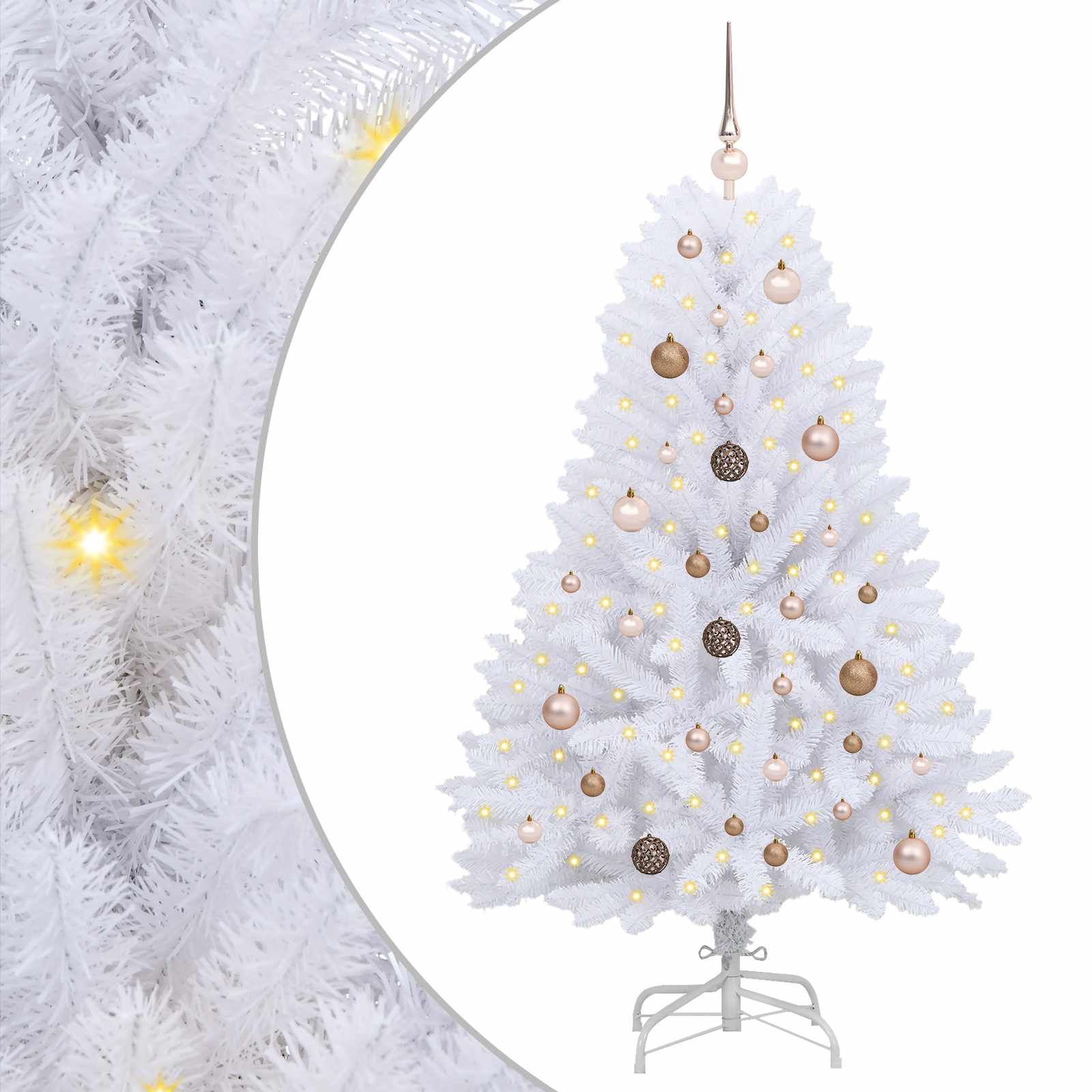 Albero di Natale artificiale 150 cm PVC e Acciaio Bianco