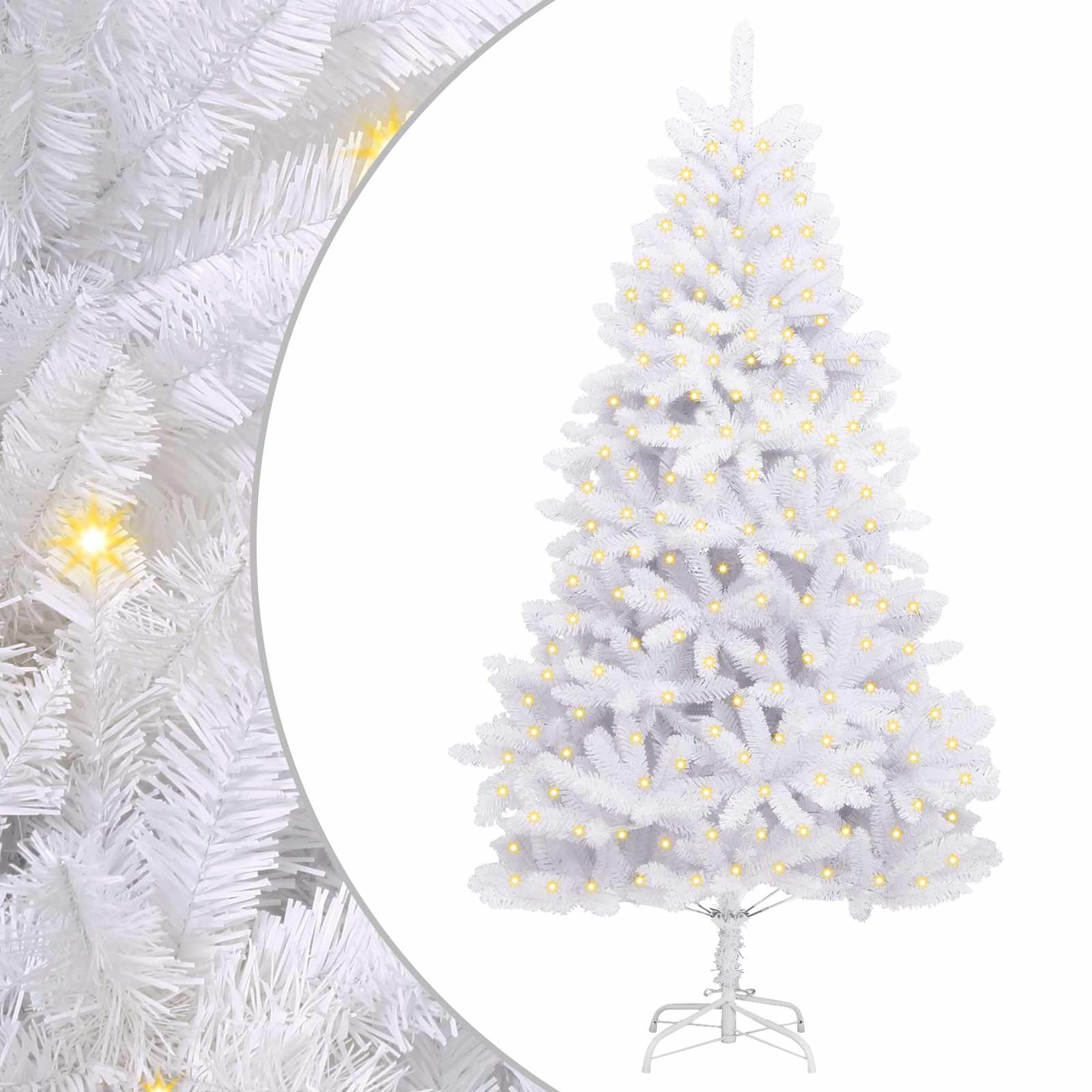 Albero di Natale artificiale 300 LED PVC e Acciaio Bianco