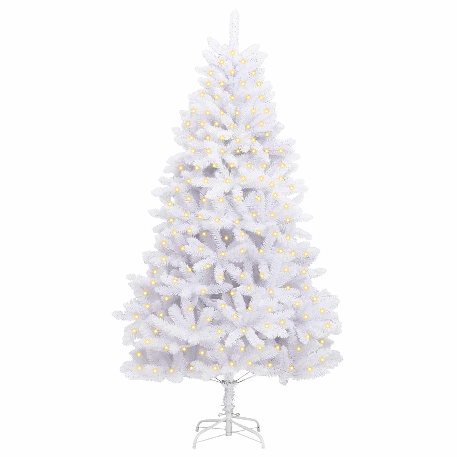Albero di Natale artificiale 300 LED PVC e Acciaio Bianco