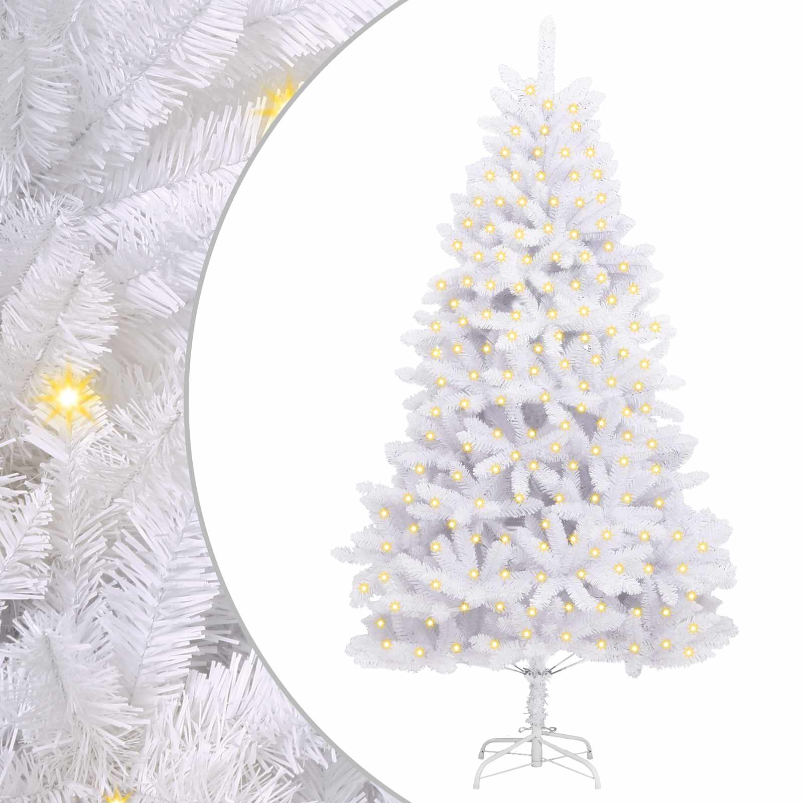 Albero di Natale artificiale 300 LED PVC e Acciaio Bianco