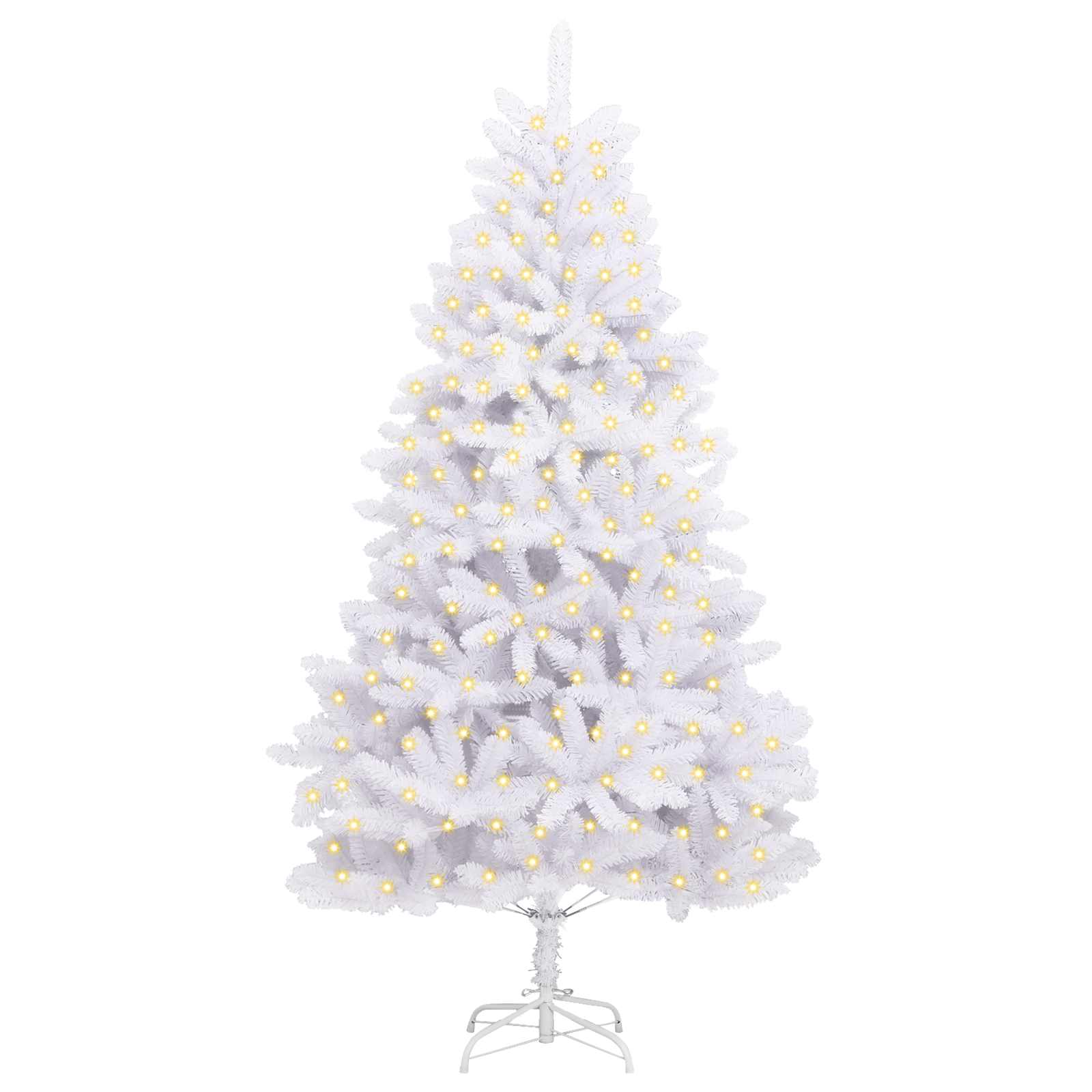 Albero di Natale artificiale 300 LED PVC e Acciaio Bianco