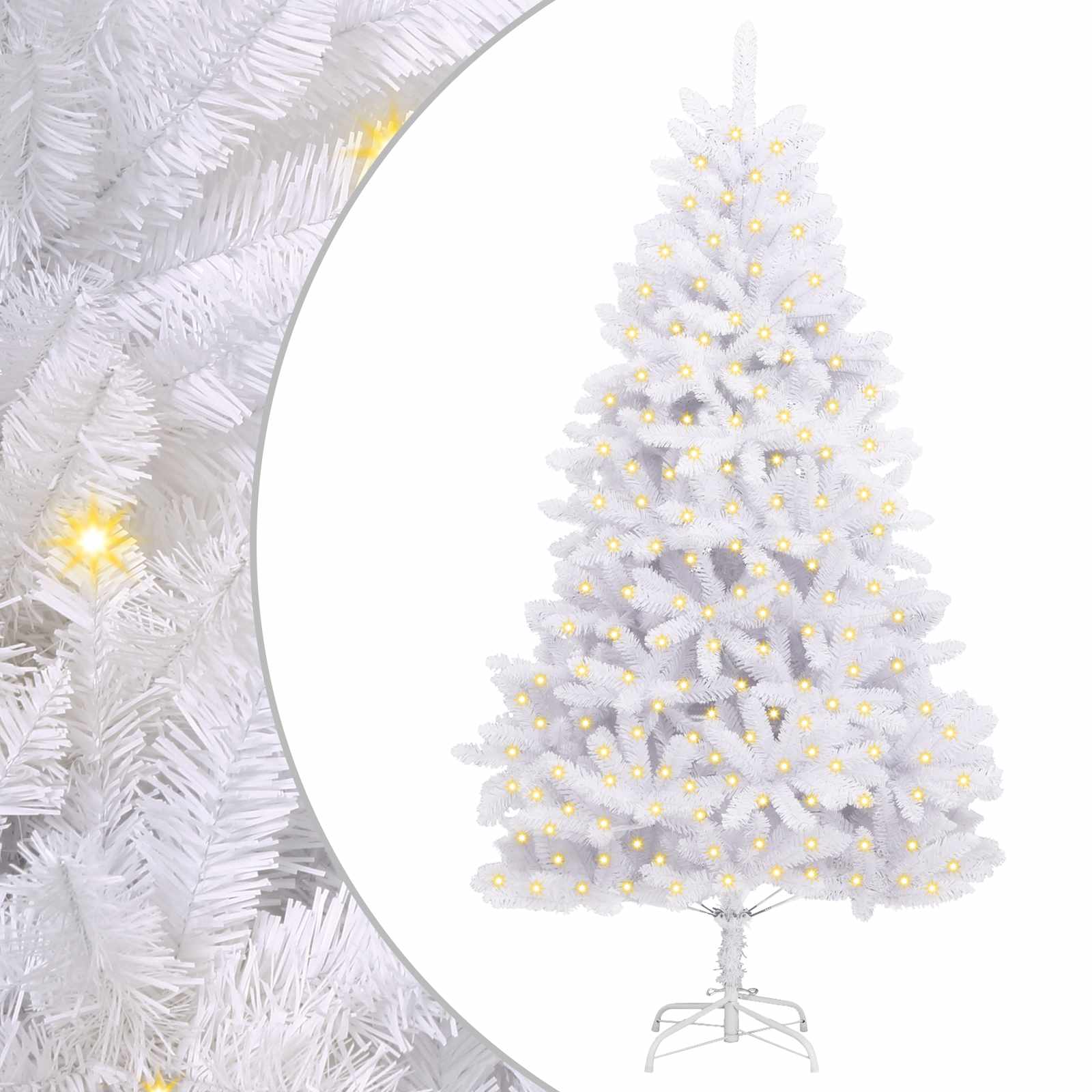 Albero di Natale artificiale 300 LED PVC e Acciaio Bianco