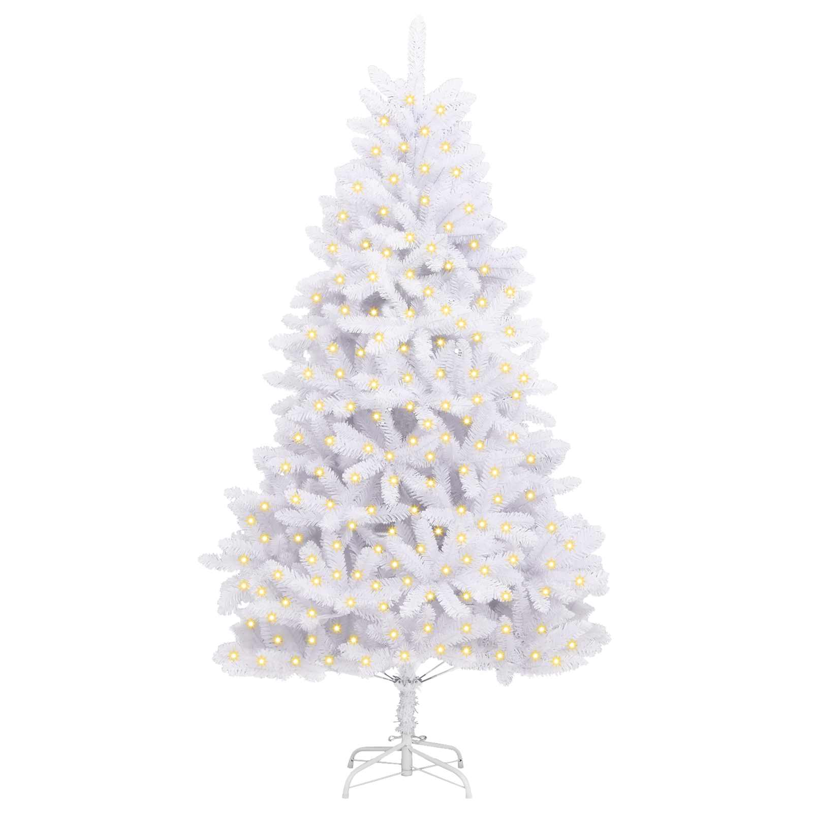 Albero di Natale artificiale 300 LED PVC e Acciaio Bianco