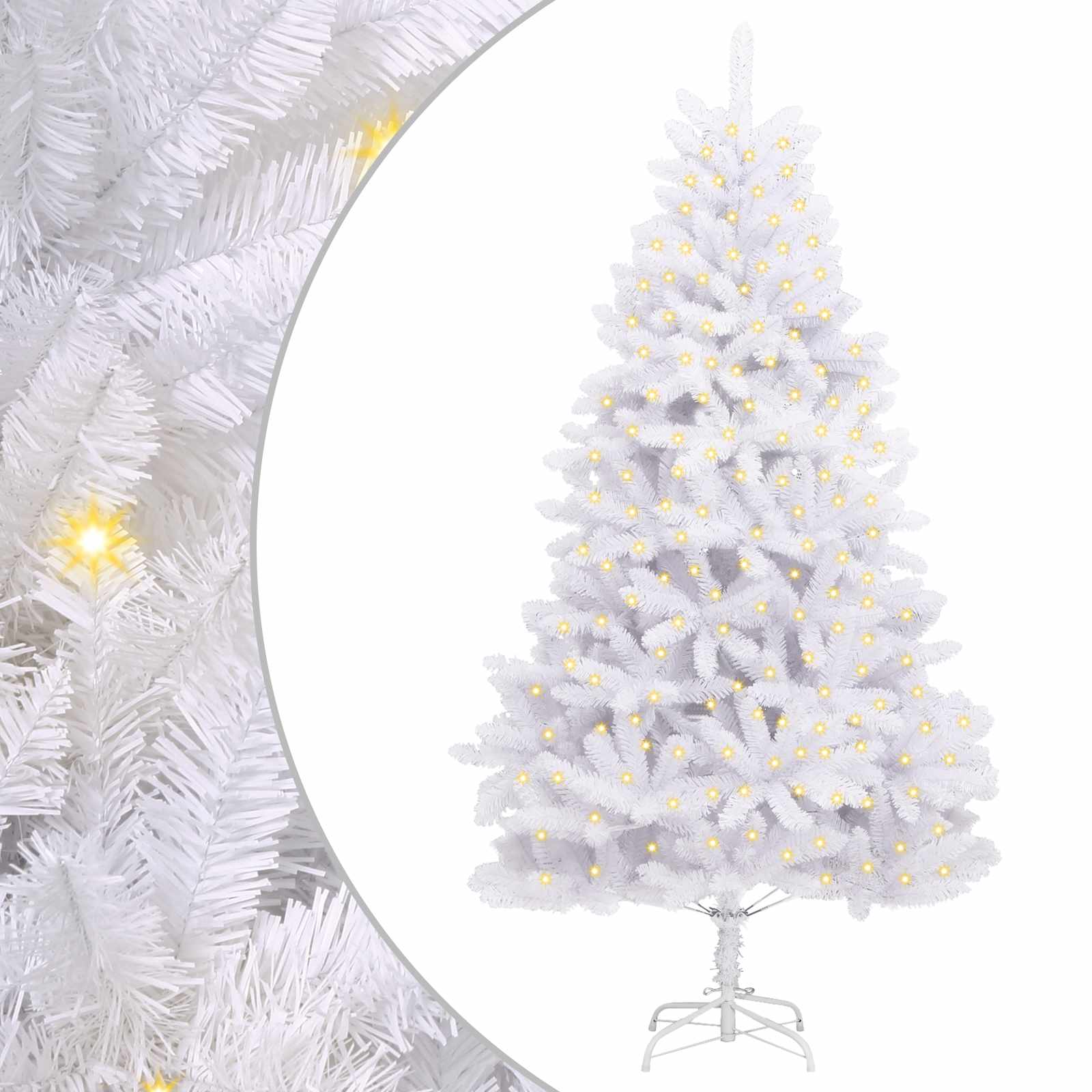 Albero di Natale artificiale 300 LED PVC e Acciaio Bianco