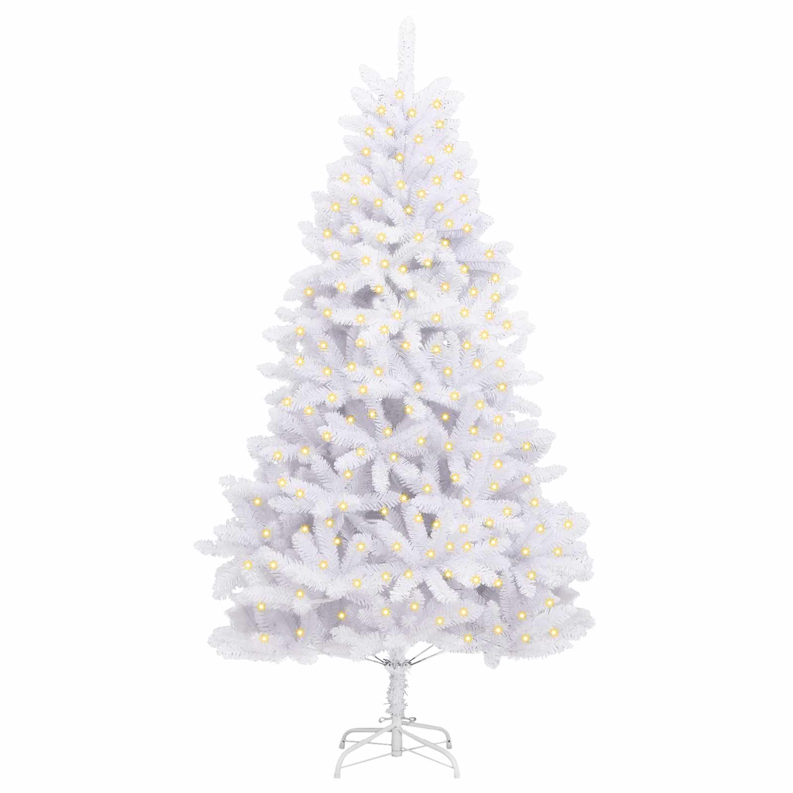 Albero di Natale artificiale 300 LED PVC e Acciaio Bianco