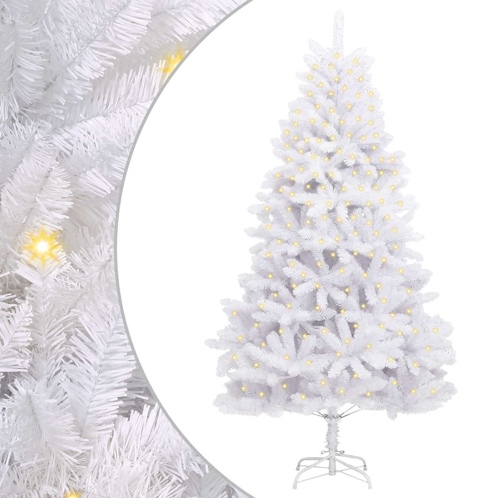 Albero di Natale artificiale 300 LED PVC e Acciaio Bianco