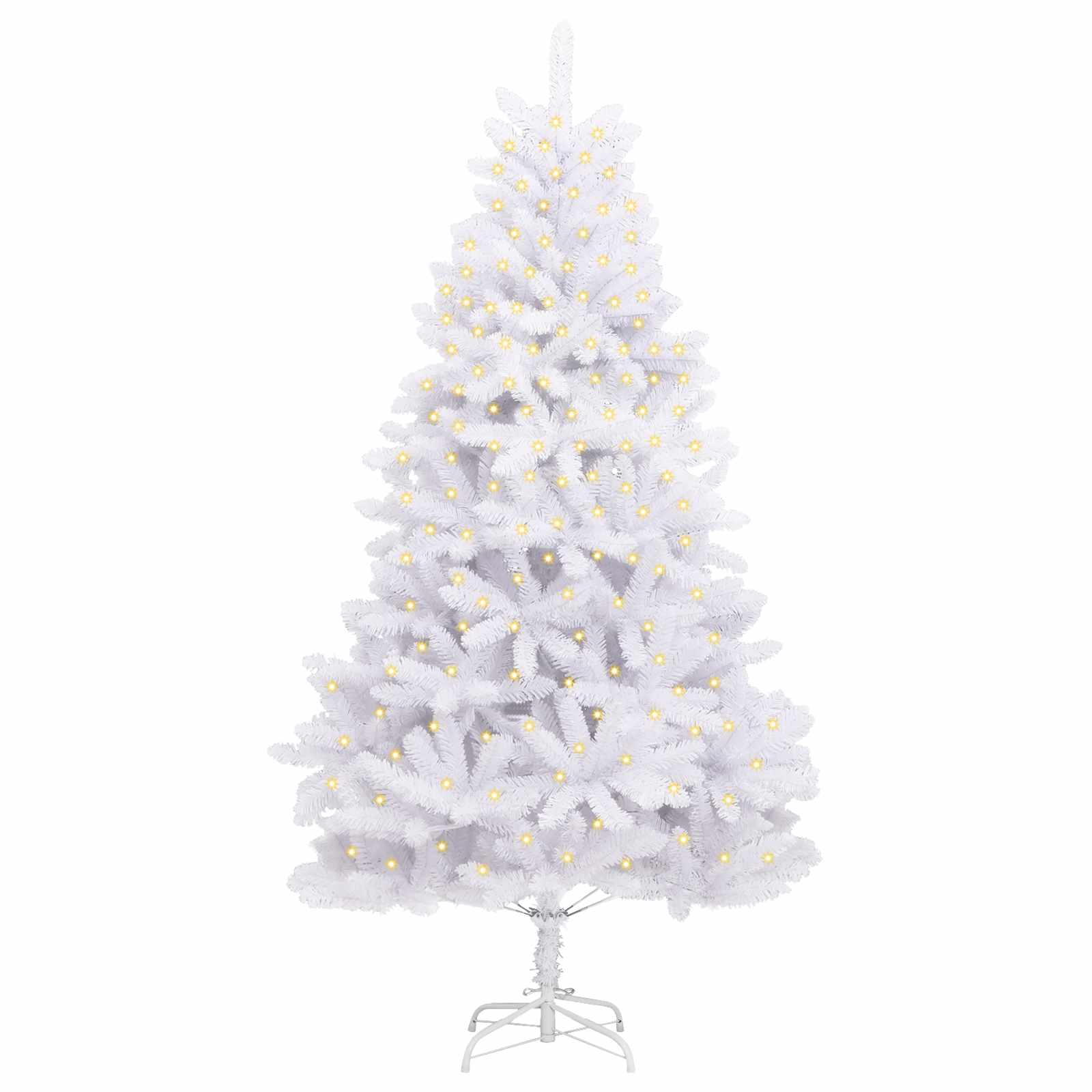 Albero di Natale artificiale 300 LED PVC e Acciaio Bianco