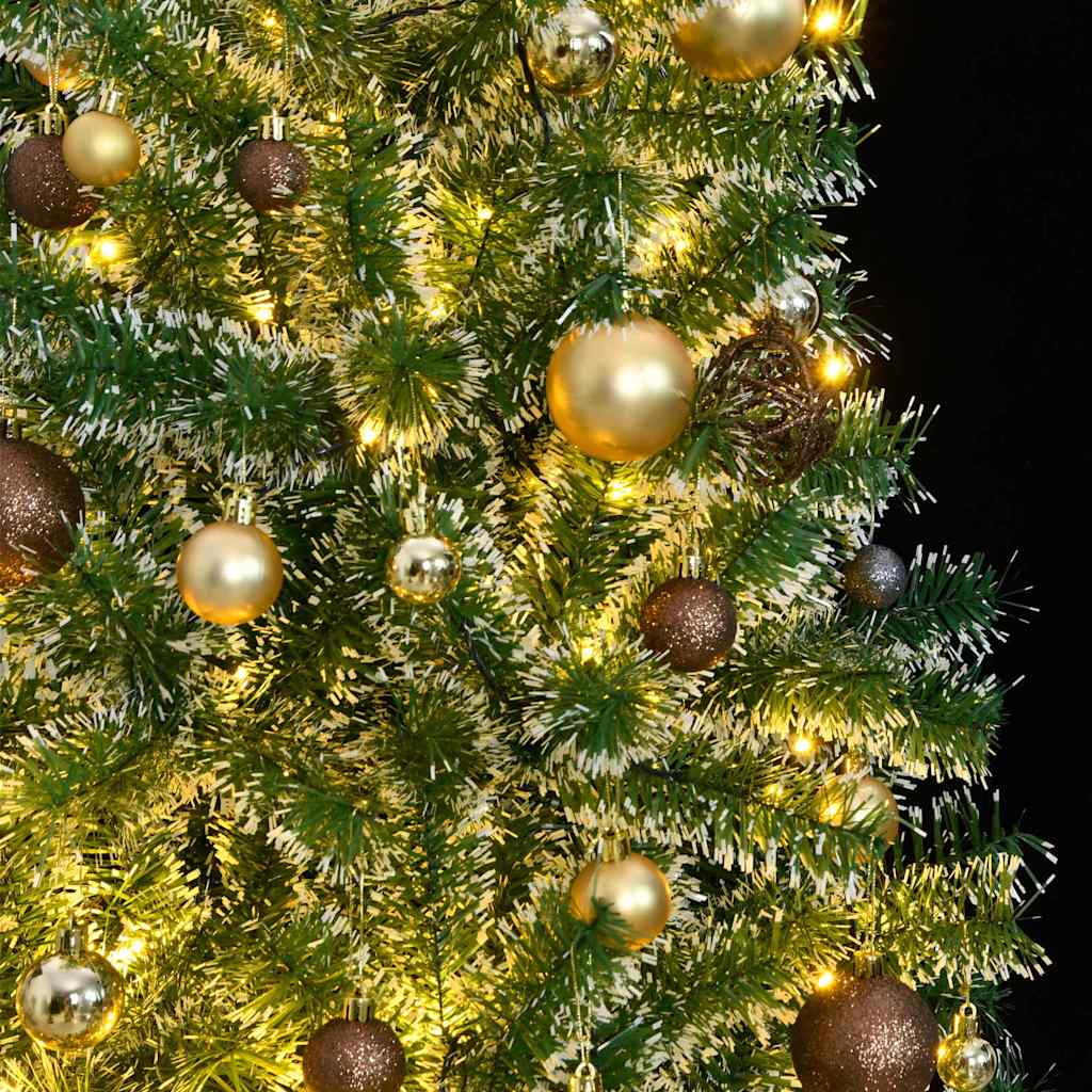 Albero di Natale Artificiale con 300 LED Palline e Neve 180 cm