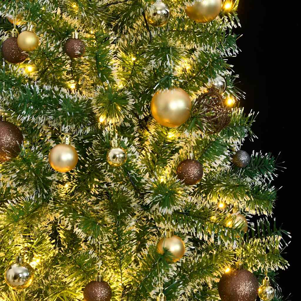 Albero di Natale Artificiale con 300 LED Palline e Neve 210 cm