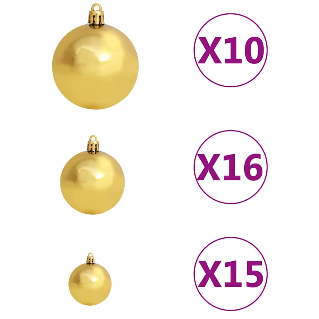 Albero di Natale Artificiale con 300 LED Palline e Neve 210 cm