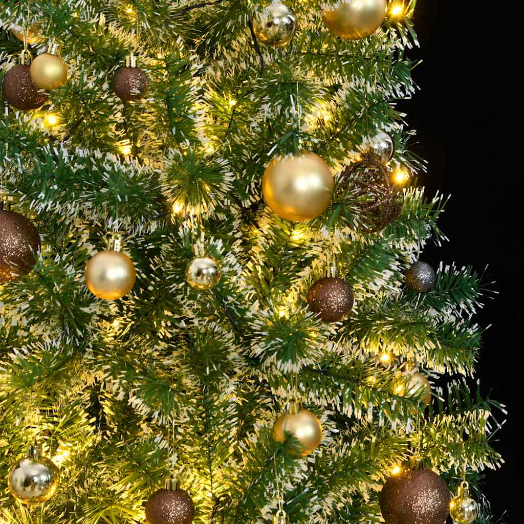 Albero di Natale Artificiale con 300 LED Palline e Neve 240 cm