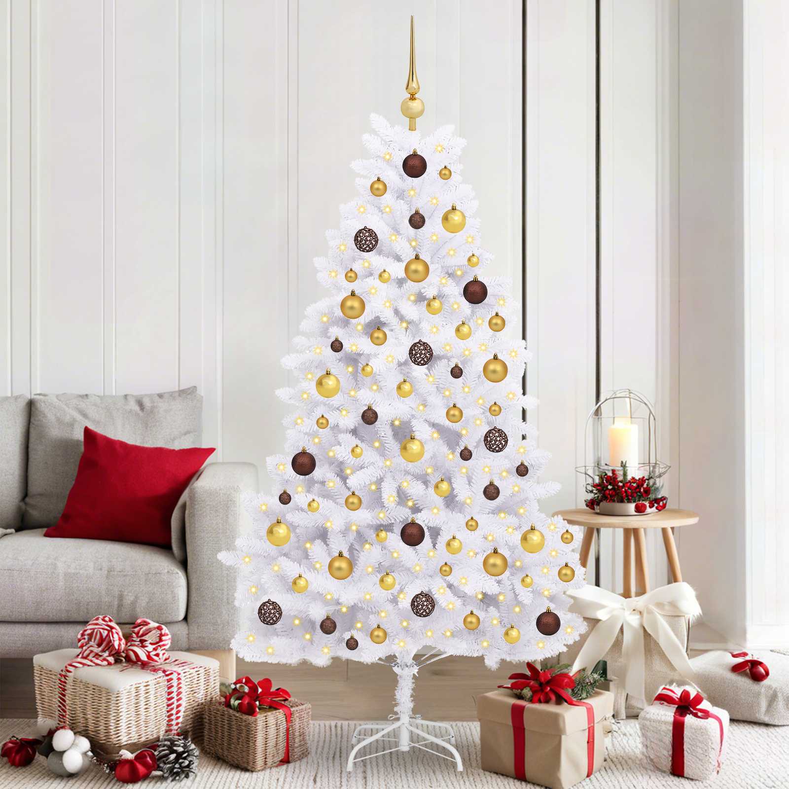 Albero di Natale artificiale 180 cm PVC e Acciaio Bianco