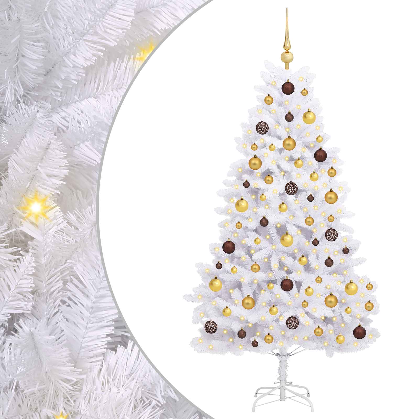 Albero di Natale artificiale 180 cm PVC e Acciaio Bianco