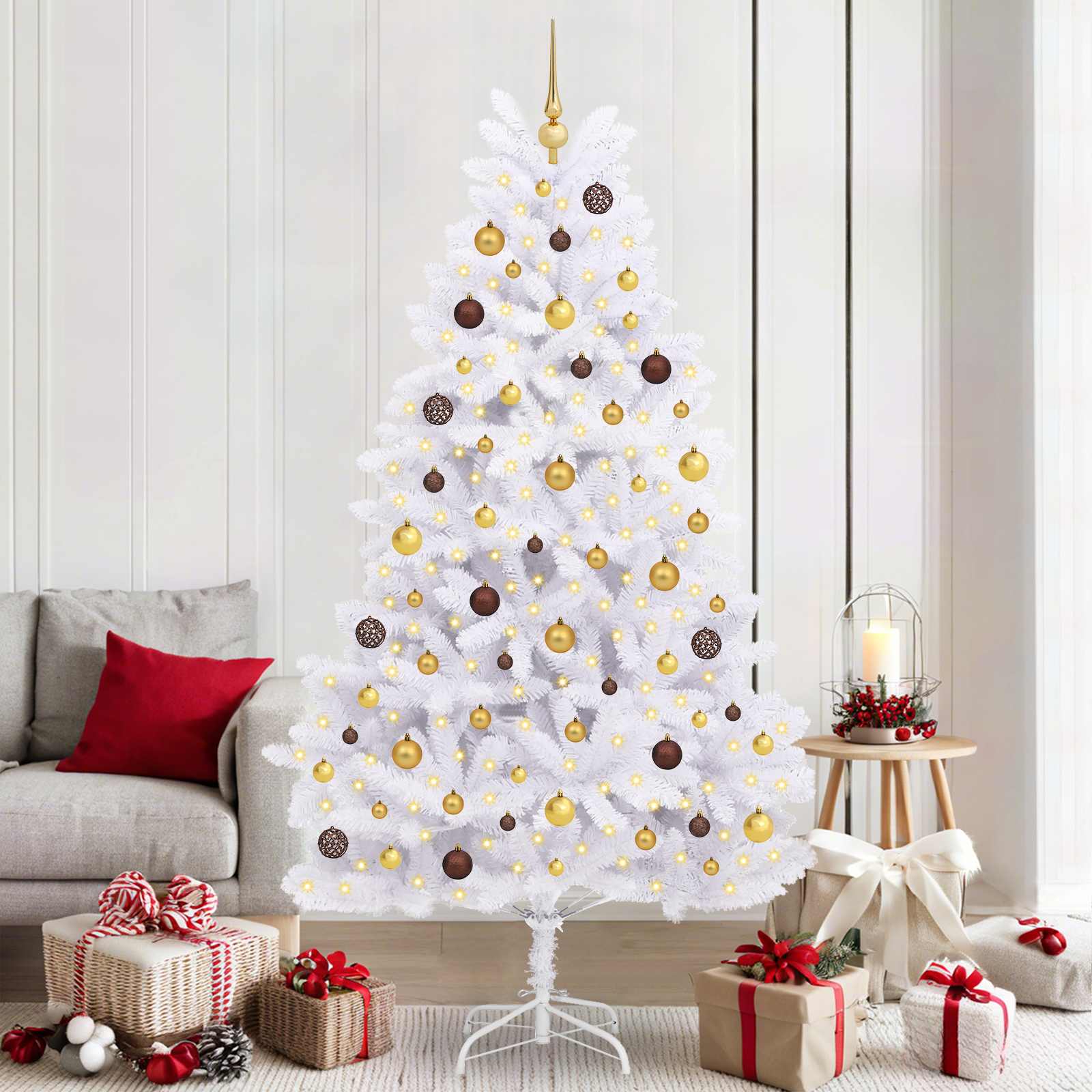 Albero di Natale artificiale 210 cm PVC e Acciaio Bianco