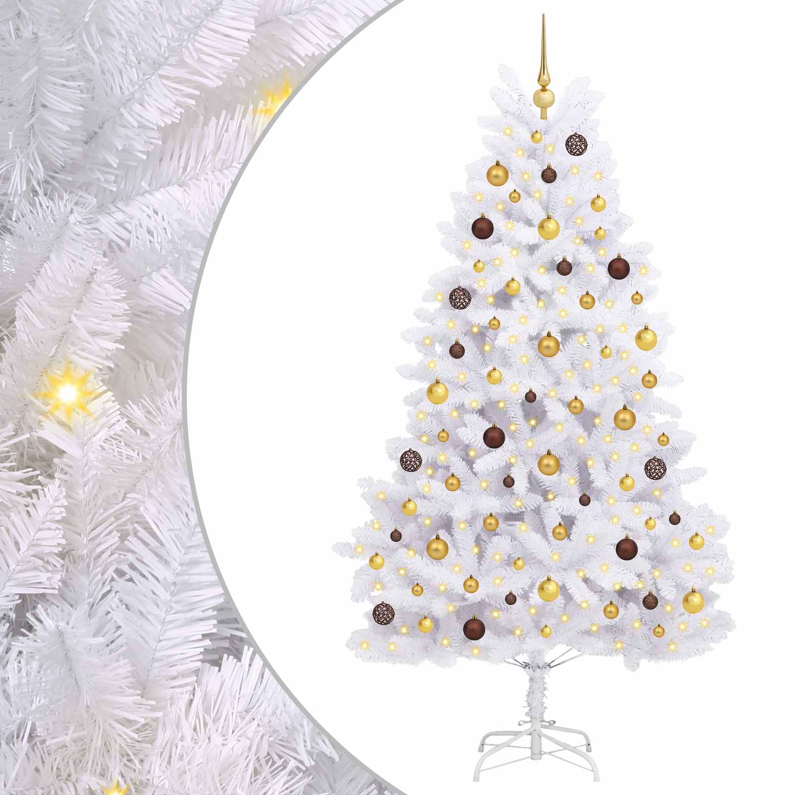 Albero di Natale artificiale 210 cm PVC e Acciaio Bianco