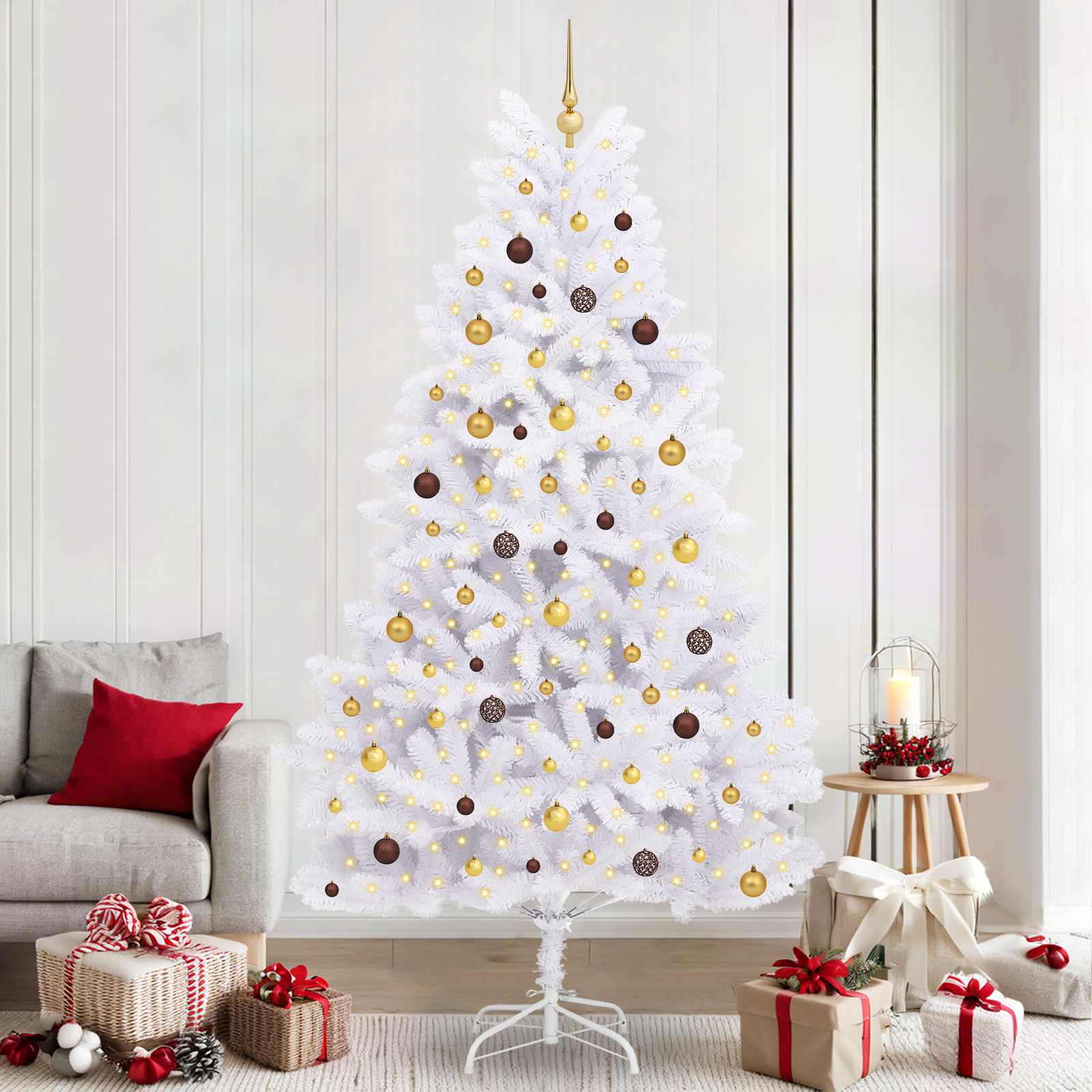 Albero di Natale artificiale 240 cm PVC e Acciaio Bianco