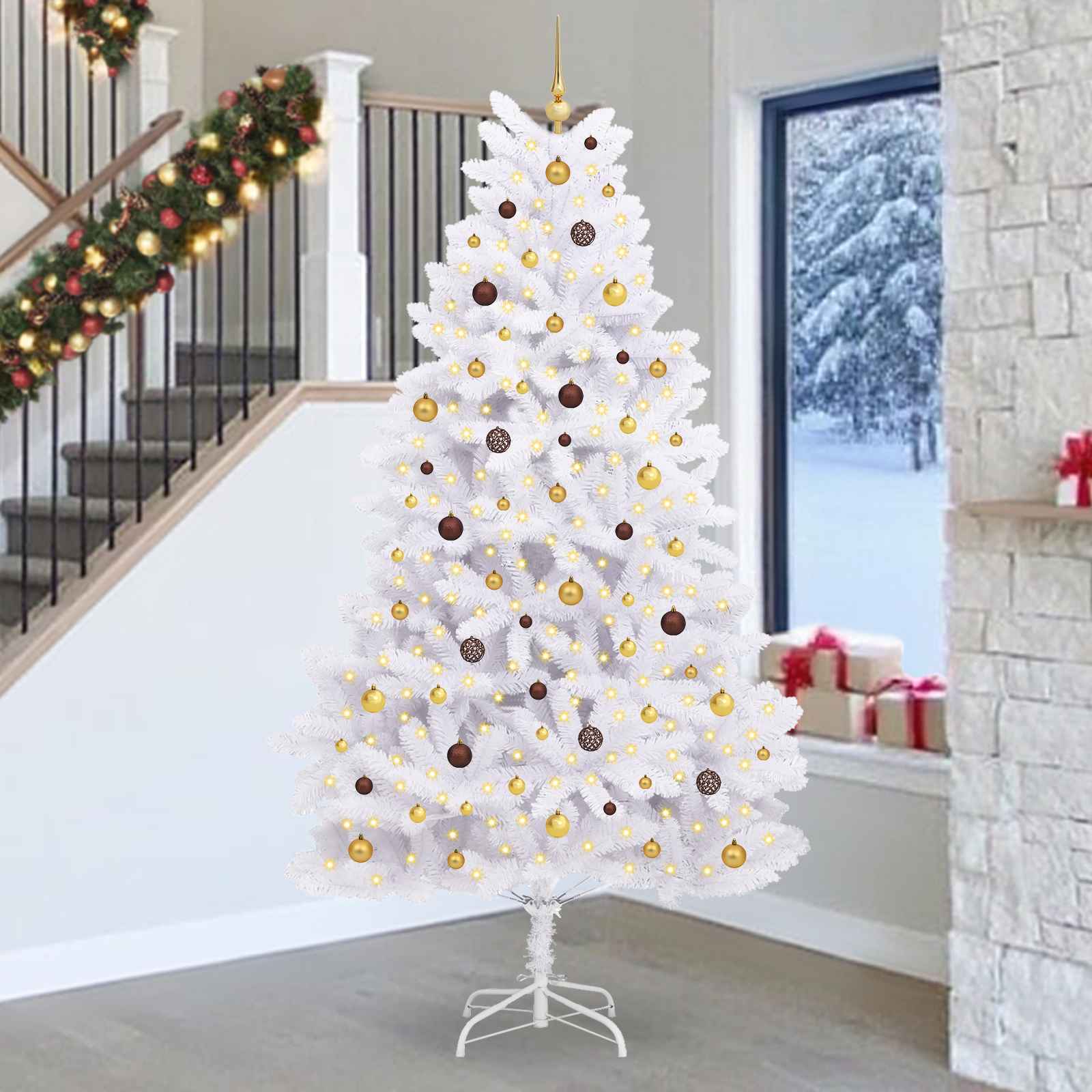 Albero di Natale artificiale 270 cm PVC e Acciaio Bianco