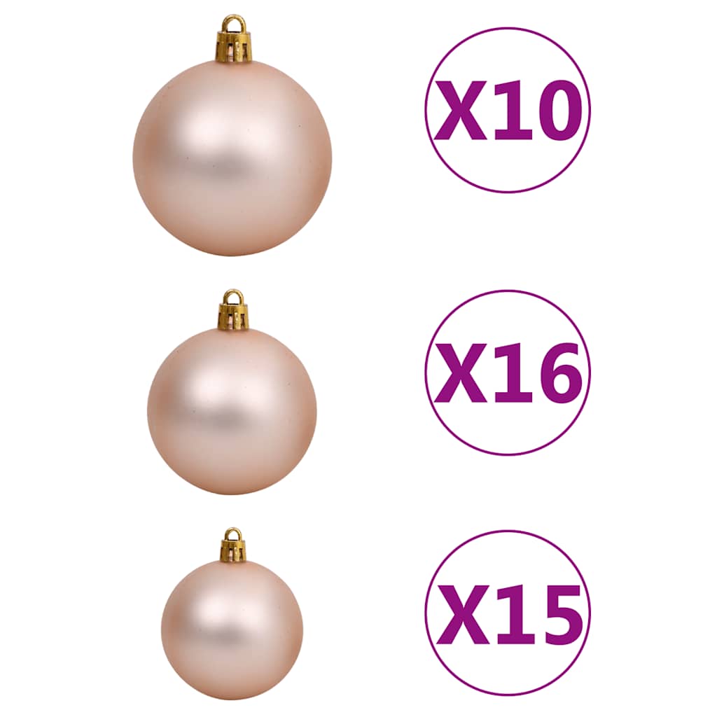 Albero di Natale Artificiale con 300 LED Palline e Neve 180 cm
