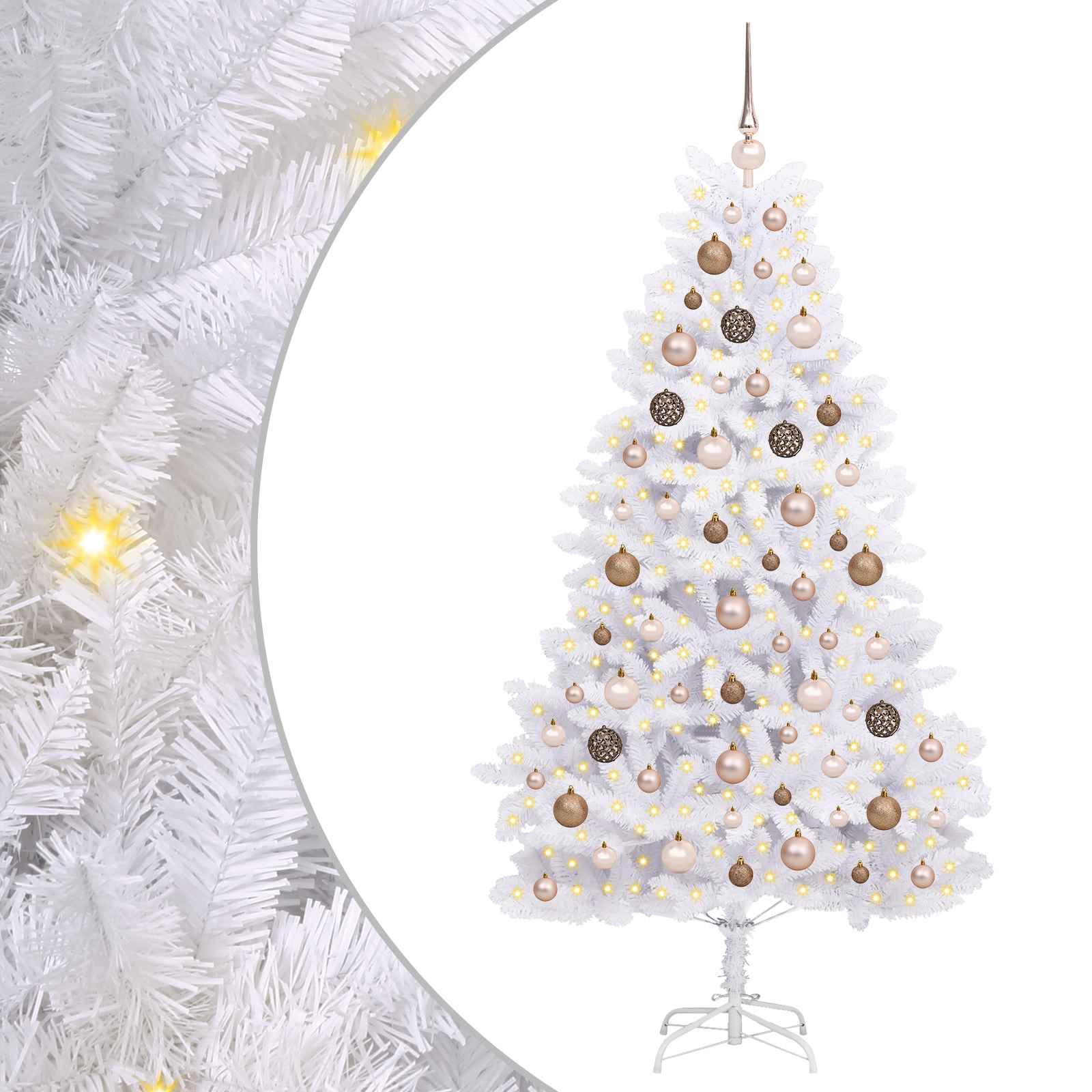 Albero di Natale artificiale 180 cm PVC e Acciaio Bianco