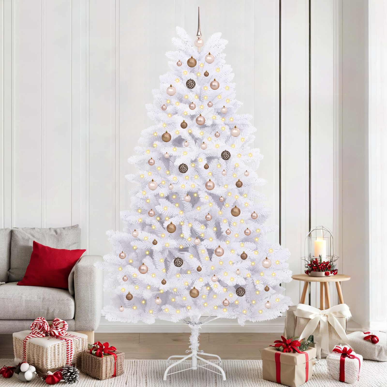 Albero di Natale artificiale 240 cm PVC e Acciaio Bianco