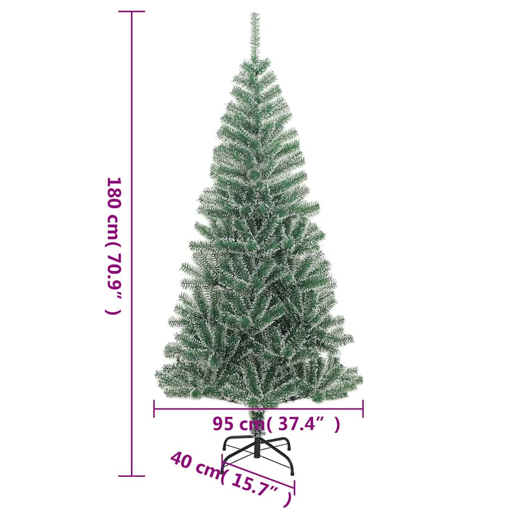 Albero di Natale Artificiale con 300 LED Palline e Neve 180 cm