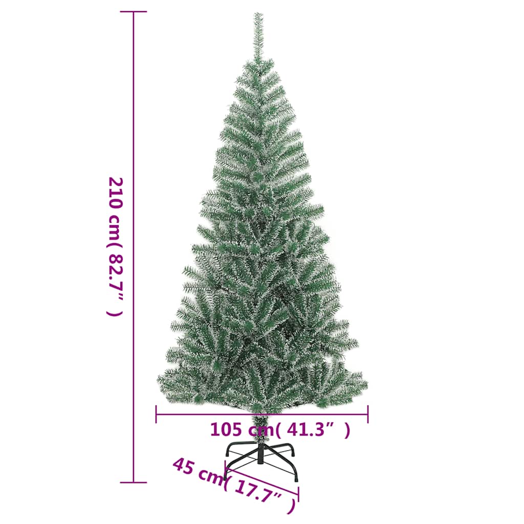 Albero di Natale Artificiale con 300 LED Palline e Neve 210 cm