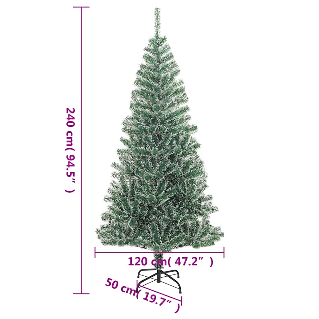 Albero di Natale Artificiale con 300 LED Palline e Neve 240 cm