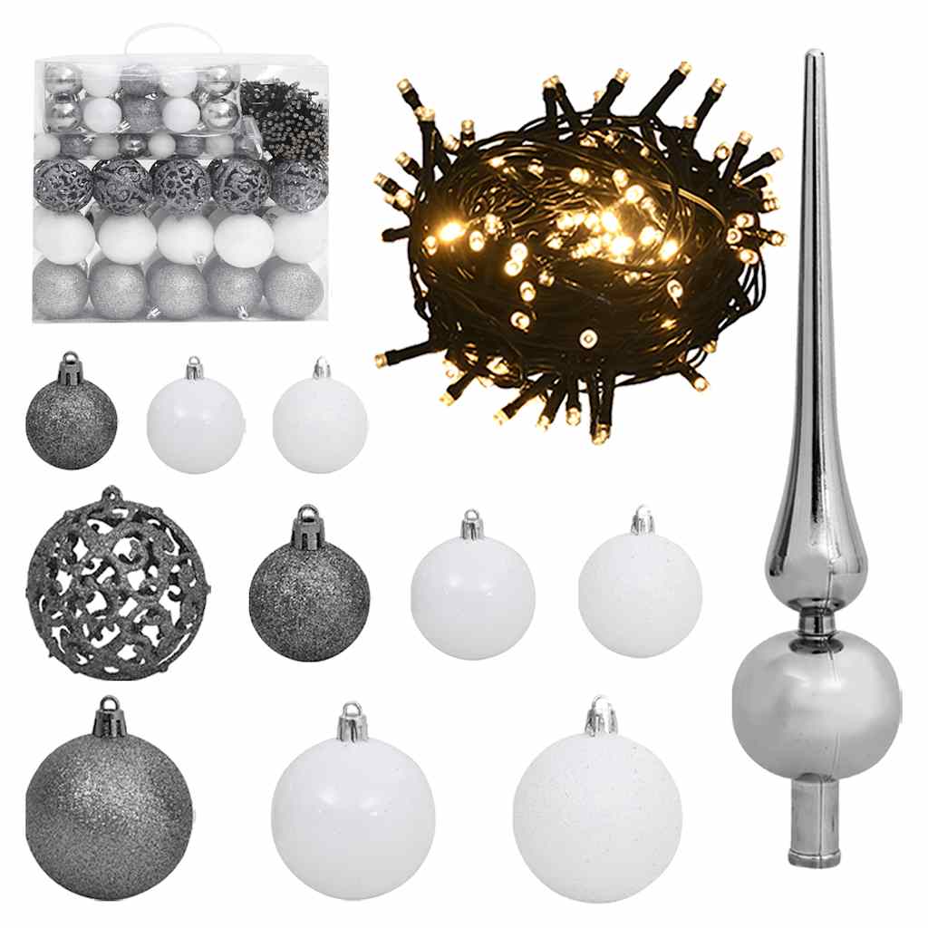 Albero Natale Incernierato con 300 LED e Palline 210 cm