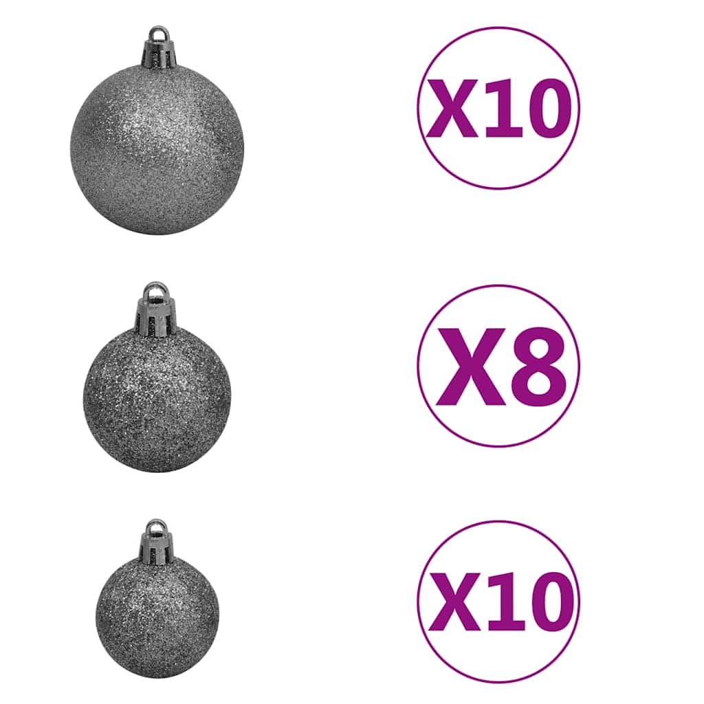 Albero Natale Incernierato con 300 LED e Palline 210 cm