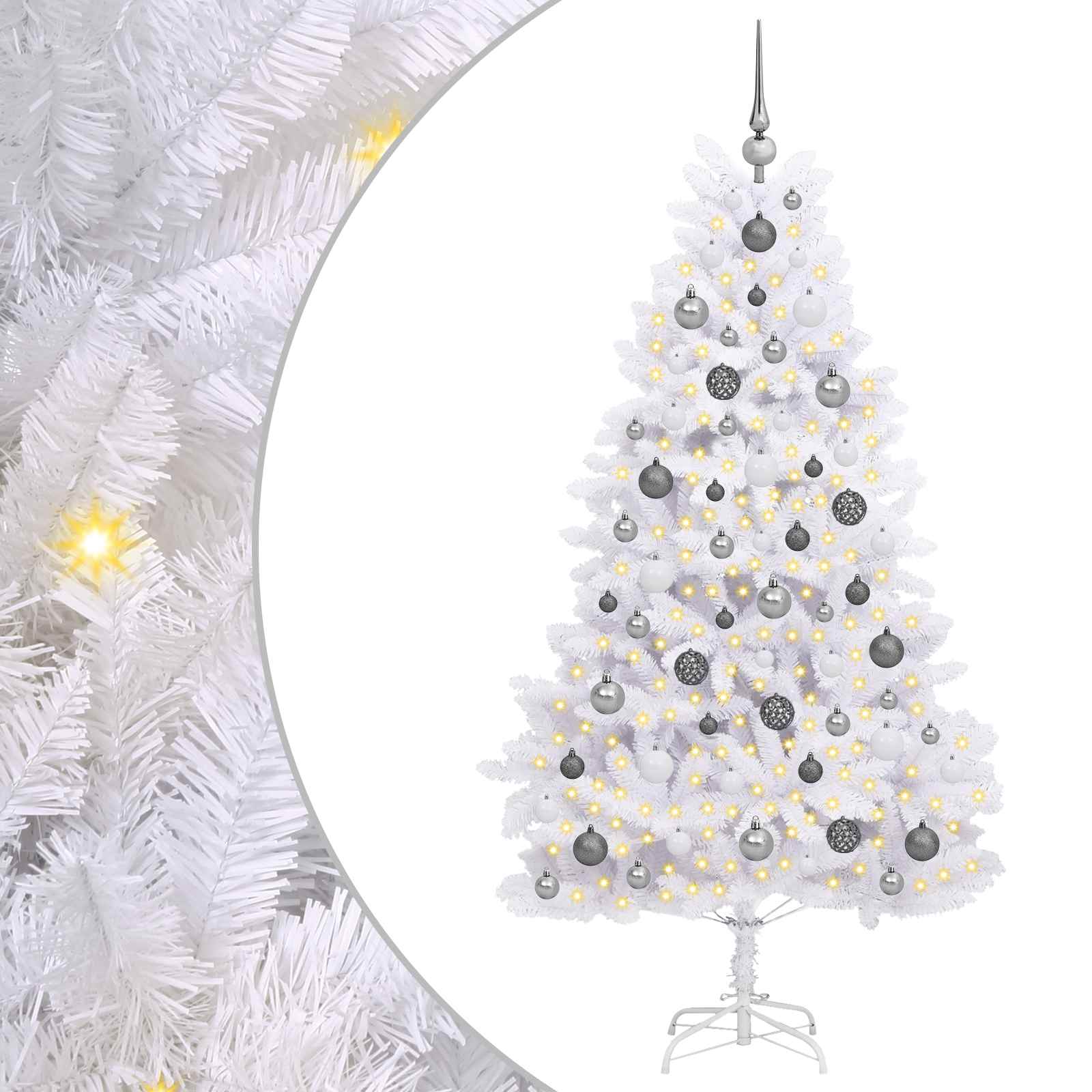 Albero di Natale artificiale 180 cm PVC e Acciaio Bianco