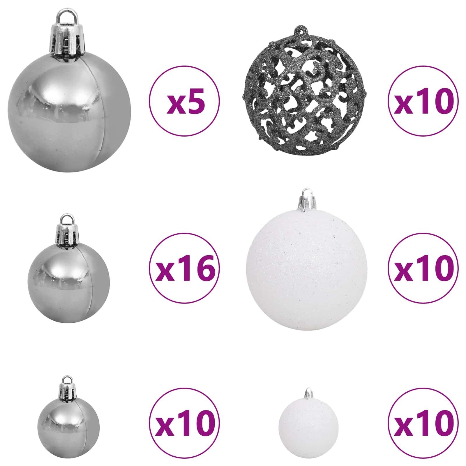 Albero di Natale artificiale 180 cm PVC e Acciaio Bianco