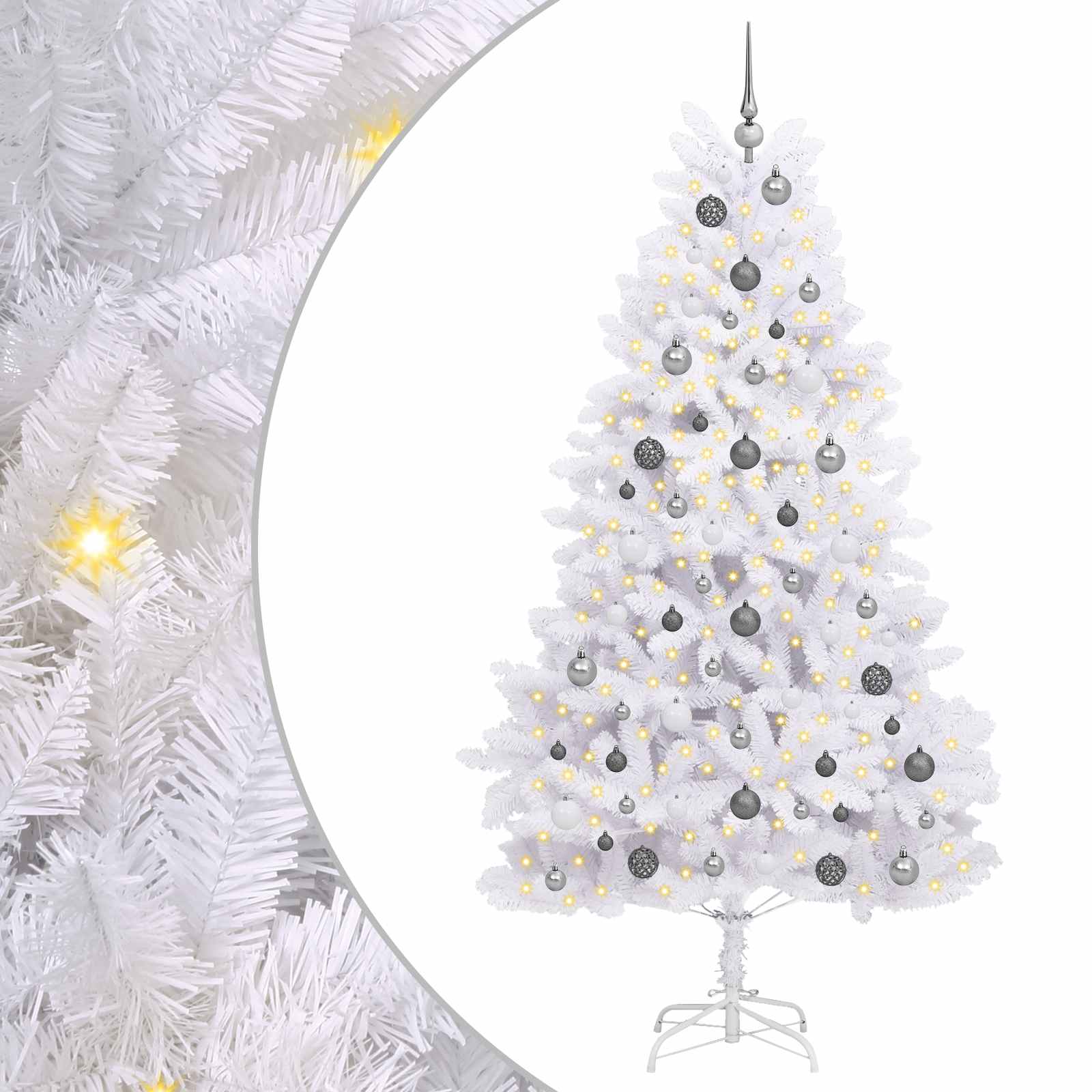 Albero di Natale artificiale 210 cm PVC e Acciaio Bianco