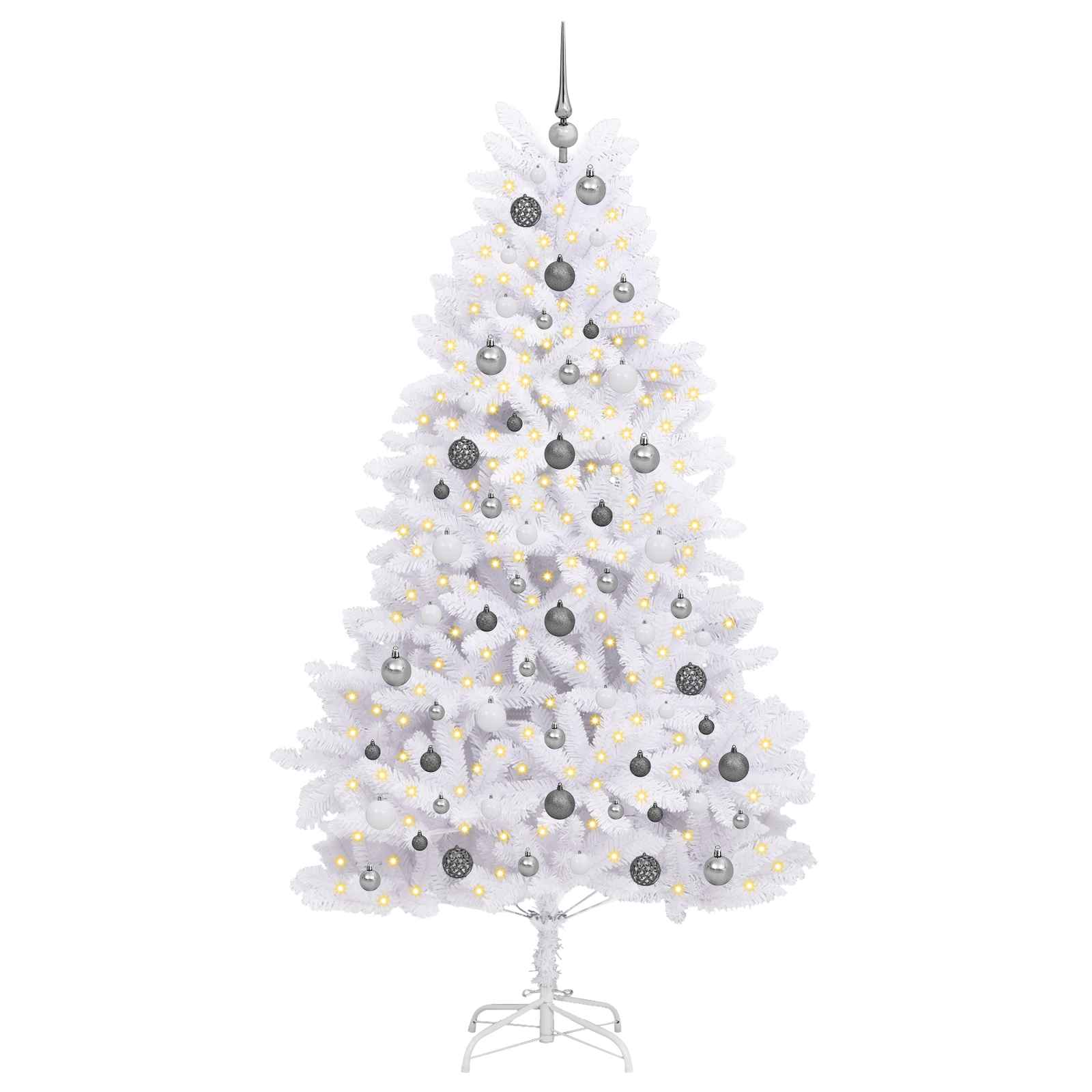 Albero di Natale artificiale 210 cm PVC e Acciaio Bianco