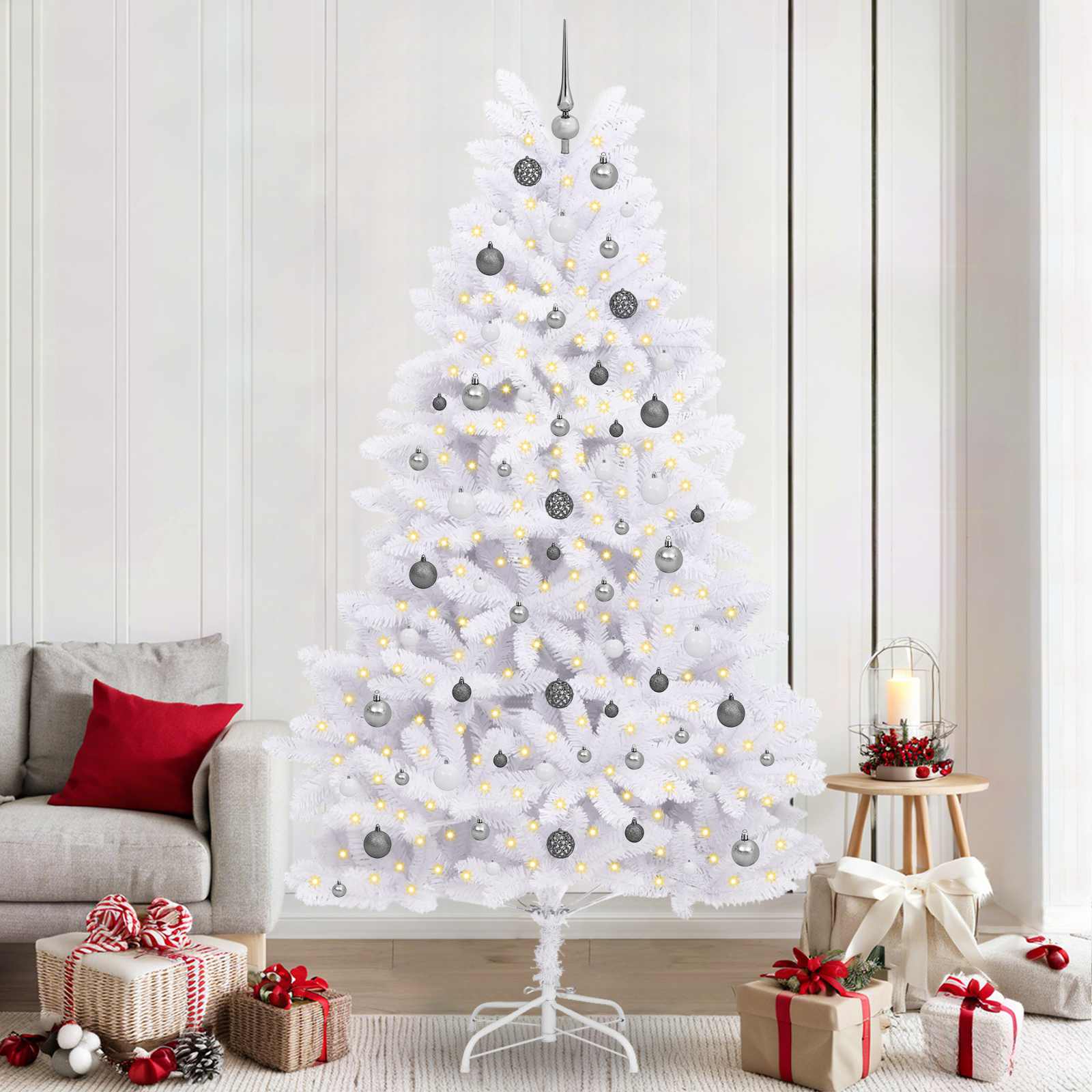 Albero di Natale artificiale 240 cm PVC e Acciaio Bianco