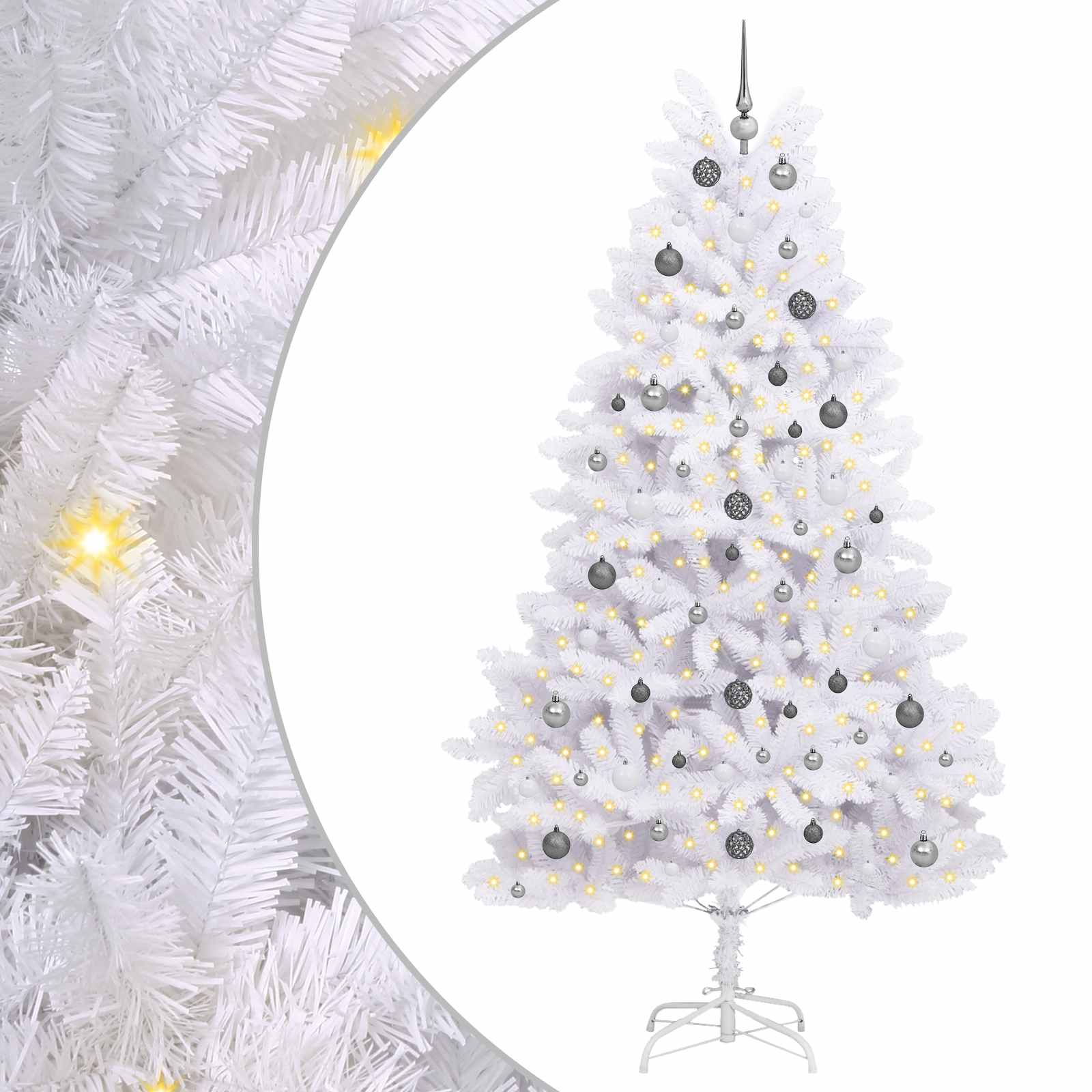 Albero di Natale artificiale 240 cm PVC e Acciaio Bianco