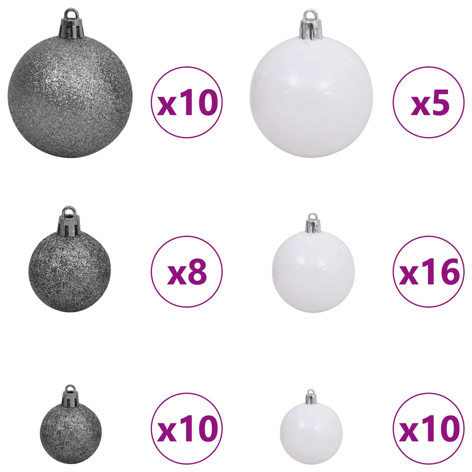 Albero di Natale artificiale 270 cm PVC e Acciaio Bianco