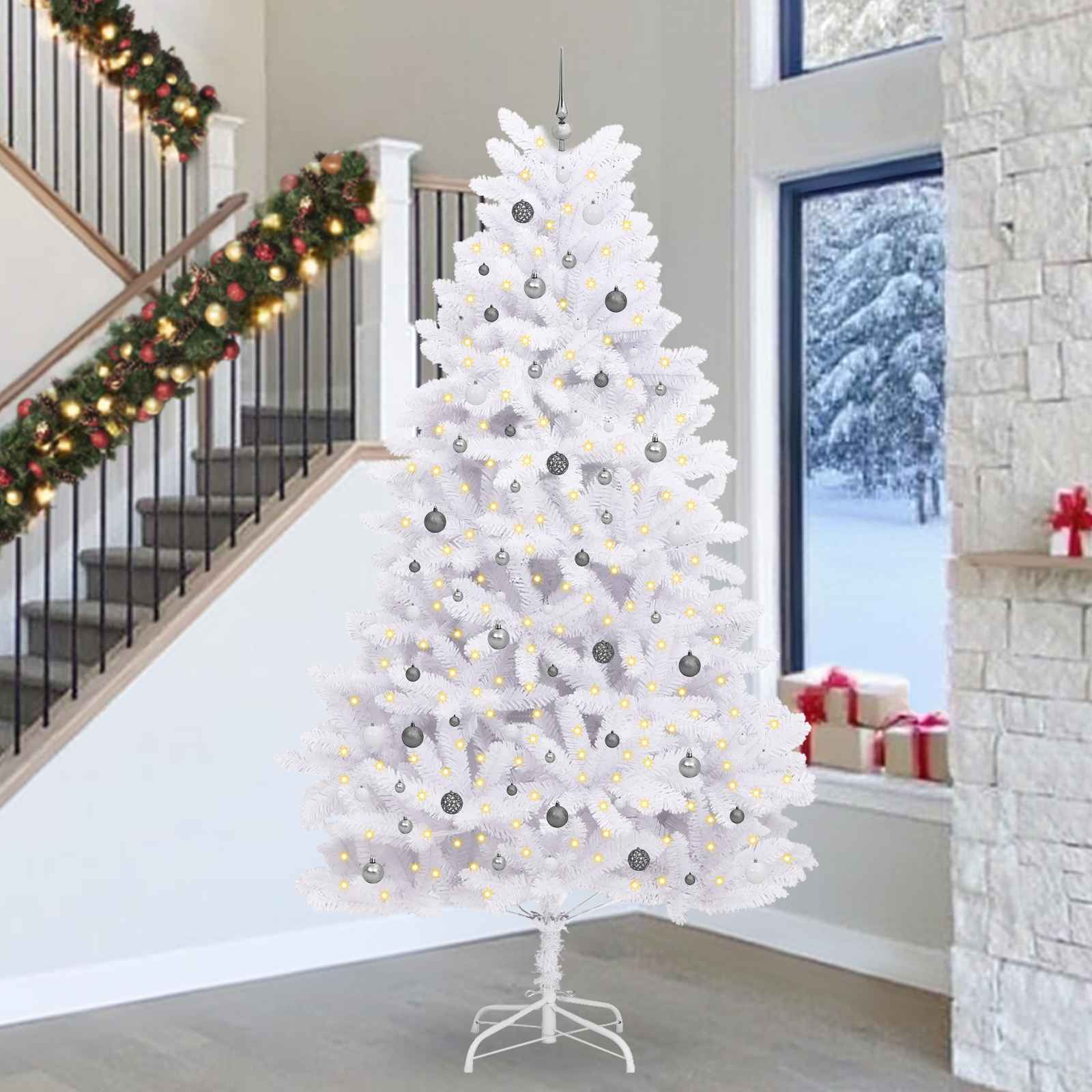 Albero di Natale artificiale 300 cm PVC e Acciaio Bianco