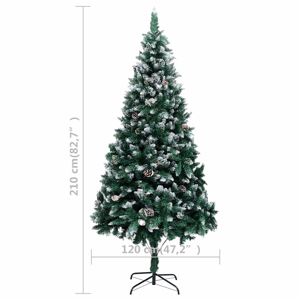 Albero di Natale Artificiale con Pigne e Neve Bianca 210 cm