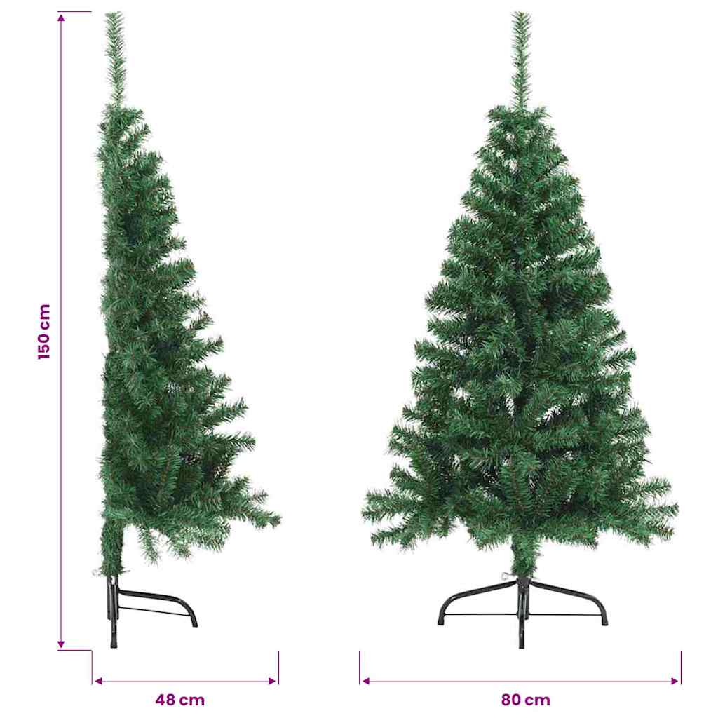 Albero di Natale Artificiale Metà con Supporto Verde 150 cm PVC