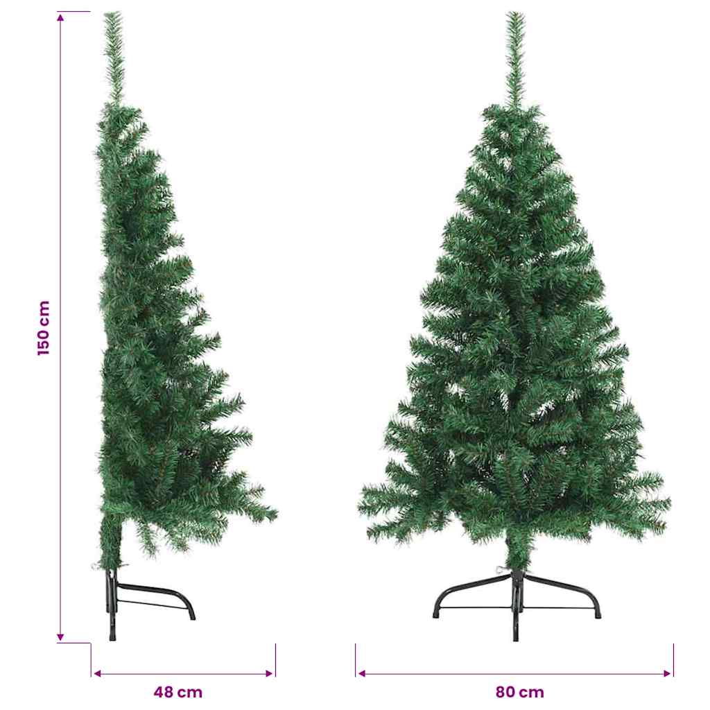 Albero di Natale Artificiale Metà con Supporto Verde 150 cm PVC