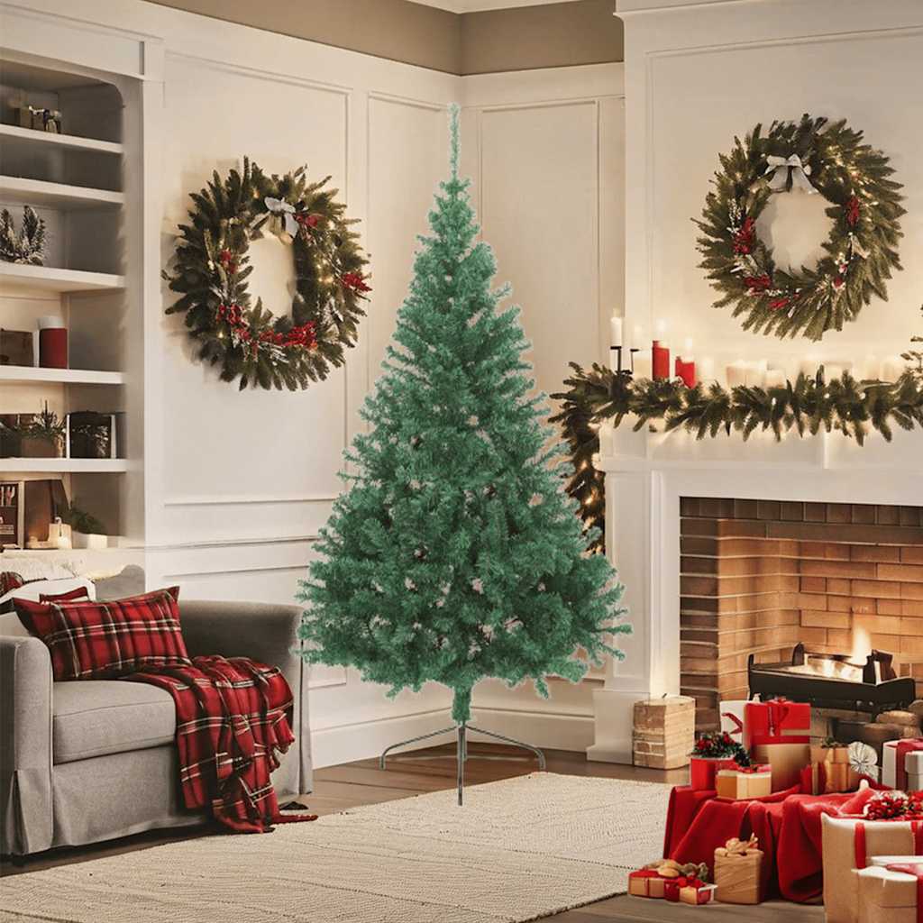 Albero di Natale Artificiale Metà con Supporto Verde 180 cm PVC