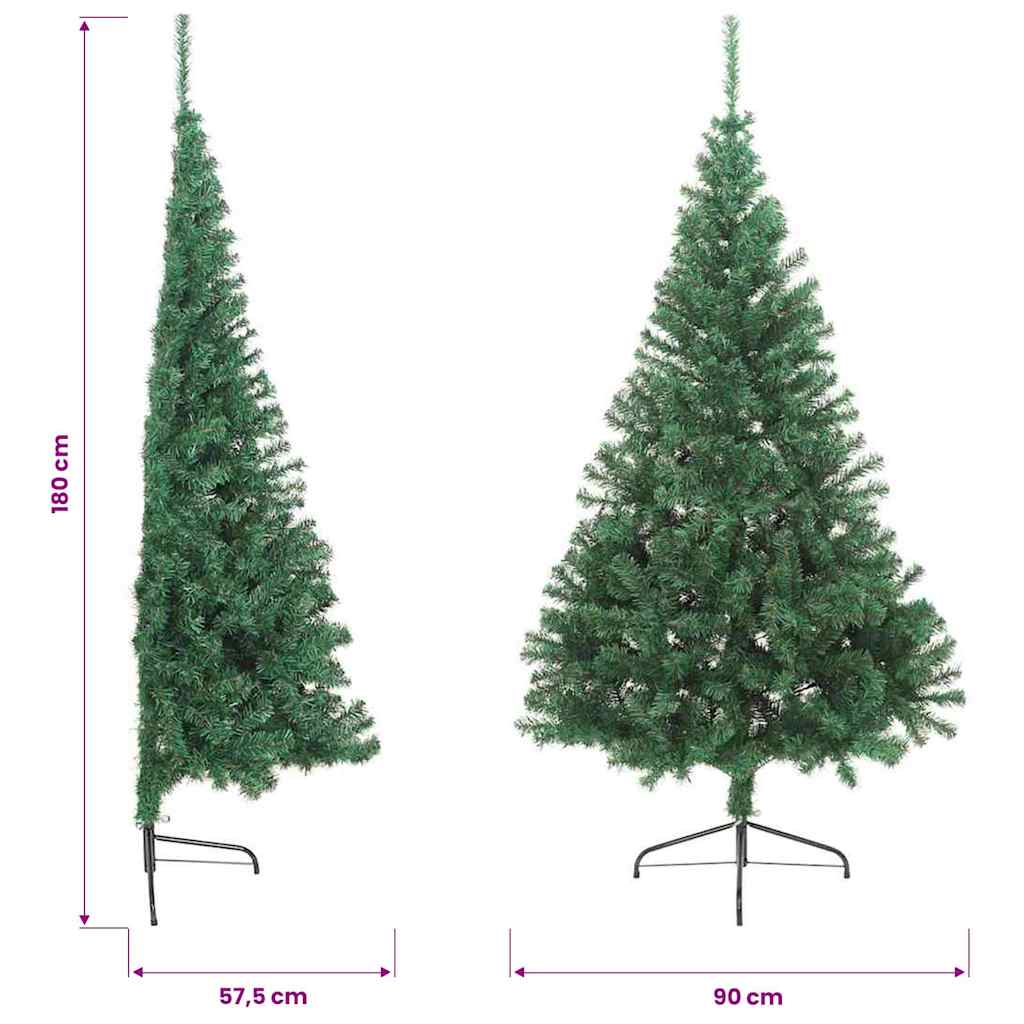 Albero di Natale Artificiale Metà con Supporto Verde 180 cm PVC