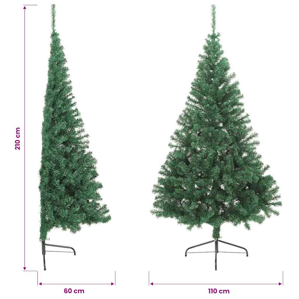 Albero di Natale Artificiale Metà con Supporto Verde 210 cm PVC