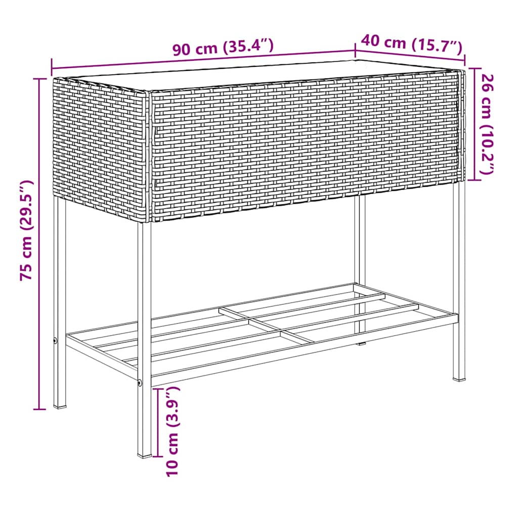 Fioriere da Giardino con Ripiani 2pz Nere 90x40x75cm Polyrattan