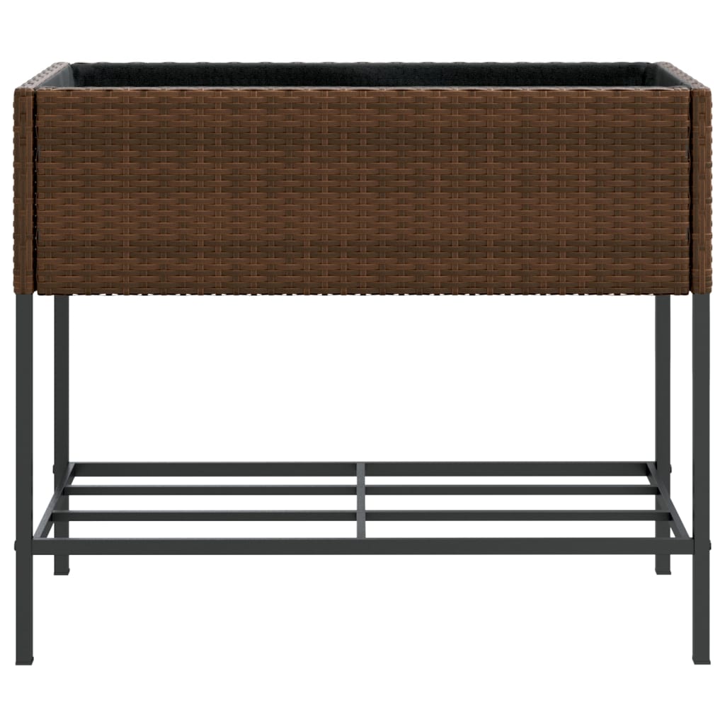 Fioriere Giardino con Ripiani 2pz Marroni 90x40x75cm Polyrattan