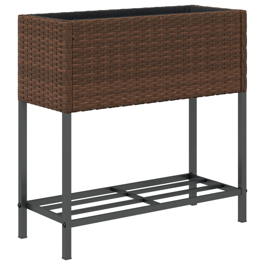 Fioriere Giardino con Ripiani 2pz Marroni 70x28x70cm Polyrattan
